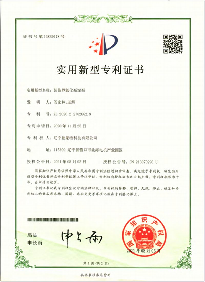 超临界氧化减泥泵